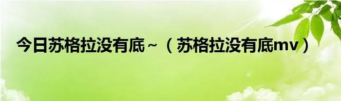 今日苏格拉没有底～（苏格拉没有底mv）
