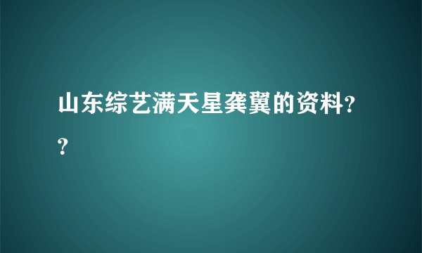 山东综艺满天星龚翼的资料？？
