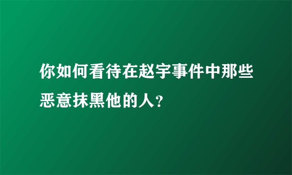 你如何看待在赵宇事件中那些恶意抹黑他的人？