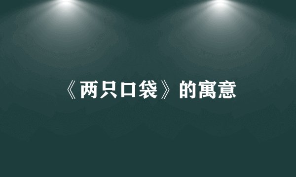 《两只口袋》的寓意