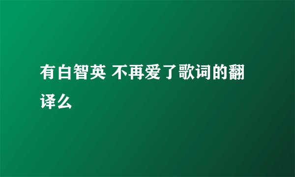 有白智英 不再爱了歌词的翻译么