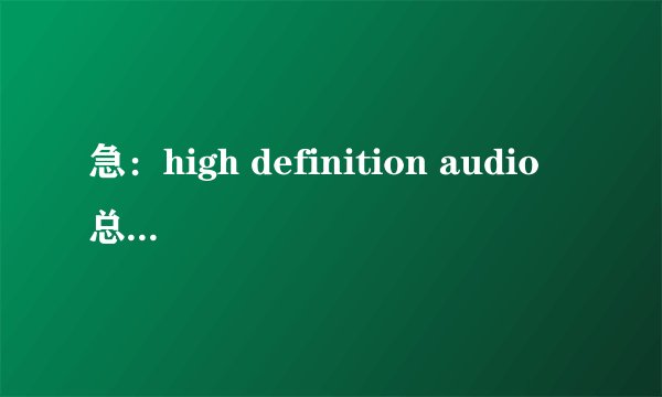 急:high definition audio 总线上的音频设备 驱动无法安装