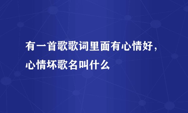 有一首歌歌词里面有心情好，心情坏歌名叫什么