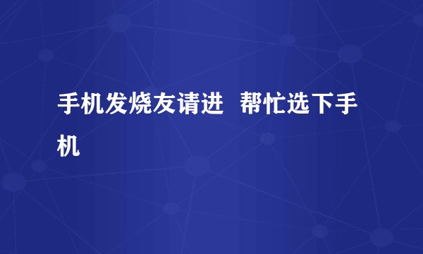 手机发烧友请进  帮忙选下手机