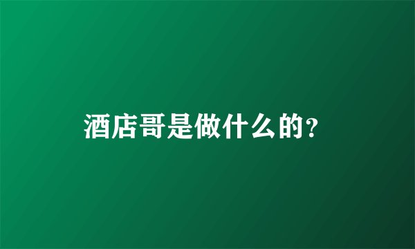 酒店哥是做什么的？