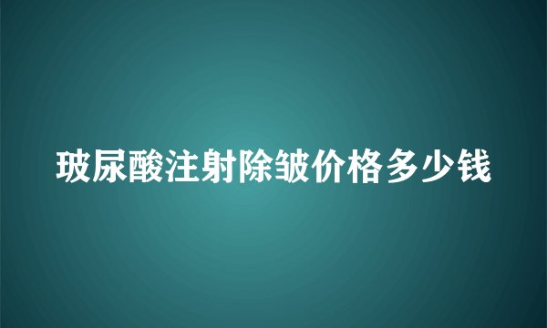 玻尿酸注射除皱价格多少钱