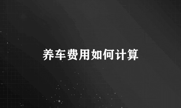 养车费用如何计算
