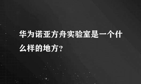 华为诺亚方舟实验室是一个什么样的地方？