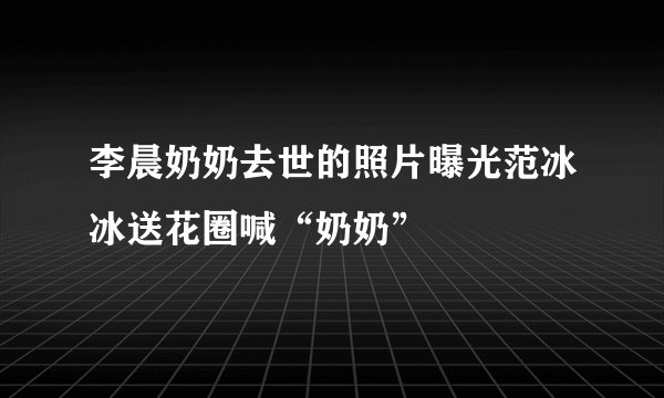 李晨奶奶去世的照片曝光范冰冰送花圈喊“奶奶”