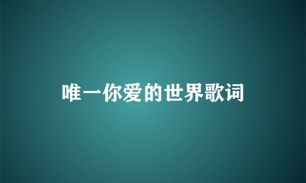 唯一你爱的世界歌词