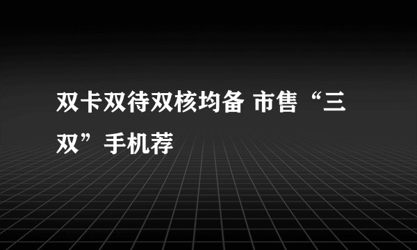 双卡双待双核均备 市售“三双”手机荐