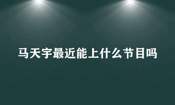 马天宇最近能上什么节目吗
