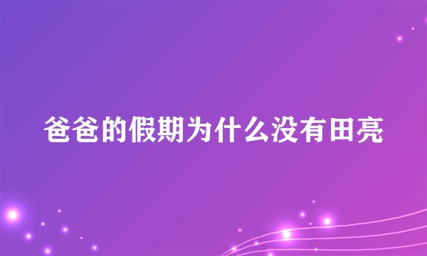爸爸的假期为什么没有田亮
