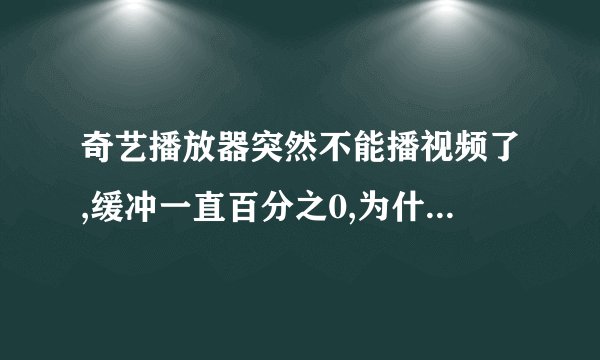 奇艺播放器突然不能播视频了,缓冲一直百分之0,为什么?怎么处理?