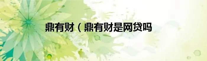 鼎有财（鼎有财是网贷吗