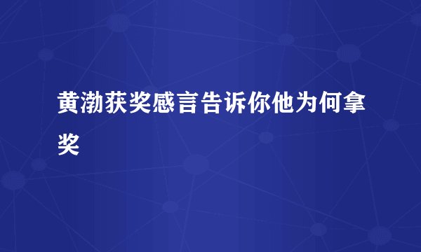 黄渤获奖感言告诉你他为何拿奖