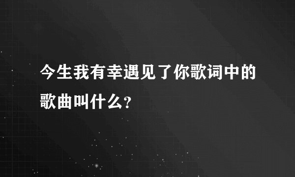 今生我有幸遇见了你歌词中的歌曲叫什么？