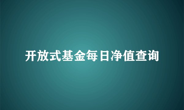 开放式基金每日净值查询