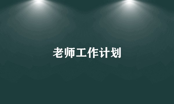老师工作计划
