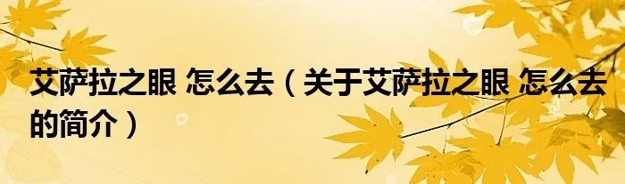 艾萨拉之眼 怎么去(关于艾萨拉之眼 怎么去的简介)