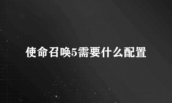 使命召唤5需要什么配置