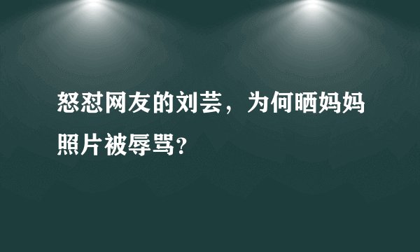 怒怼网友的刘芸,为何晒妈妈照片被辱骂?