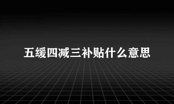五缓四减三补贴什么意思