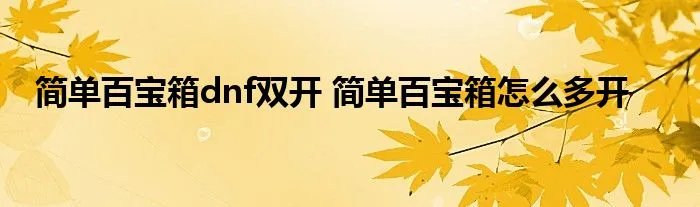 简单百宝箱dnf双开 简单百宝箱怎么多开