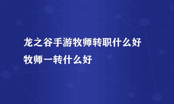 龙之谷手游牧师转职什么好 牧师一转什么好