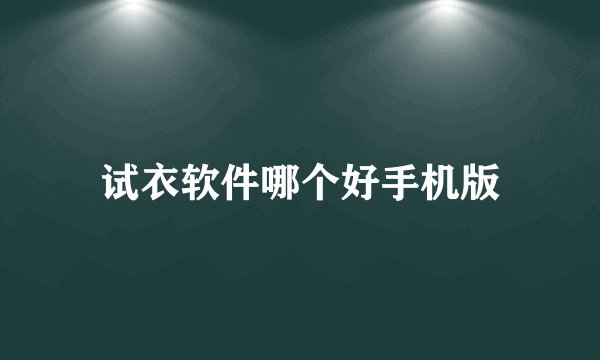 试衣软件哪个好手机版