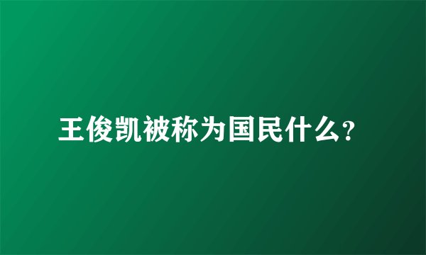 王俊凯被称为国民什么？
