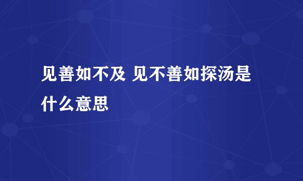 见善如不及 见不善如探汤是什么意思