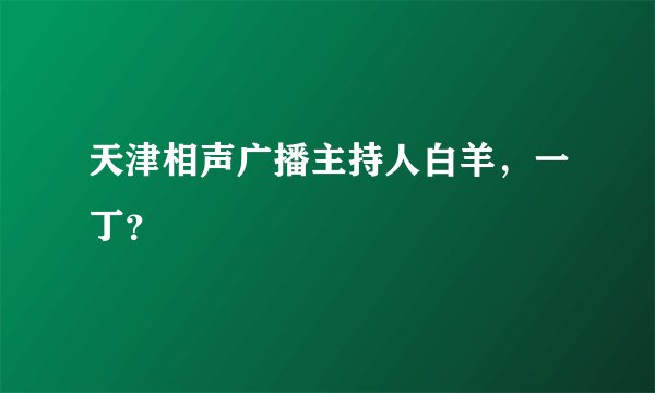 天津相声广播主持人白羊，一丁？