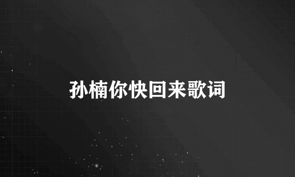 孙楠你快回来歌词