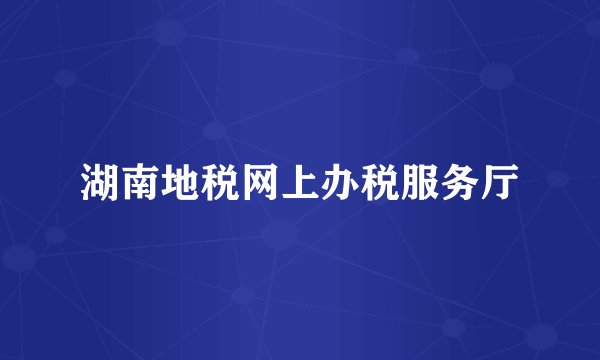 湖南地税网上办税服务厅