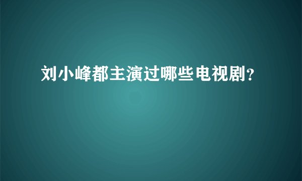 刘小峰都主演过哪些电视剧？