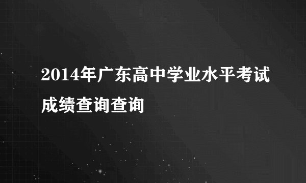 2014年广东高中学业水平考试成绩查询查询