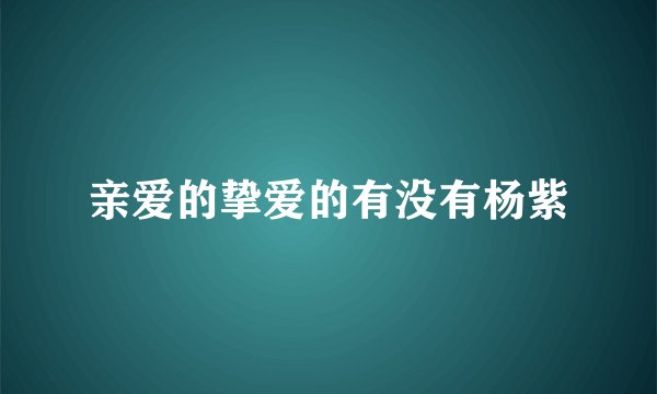 亲爱的挚爱的有没有杨紫