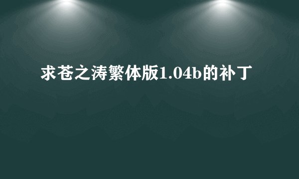 求苍之涛繁体版1.04b的补丁