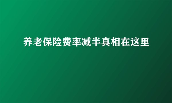 养老保险费率减半真相在这里