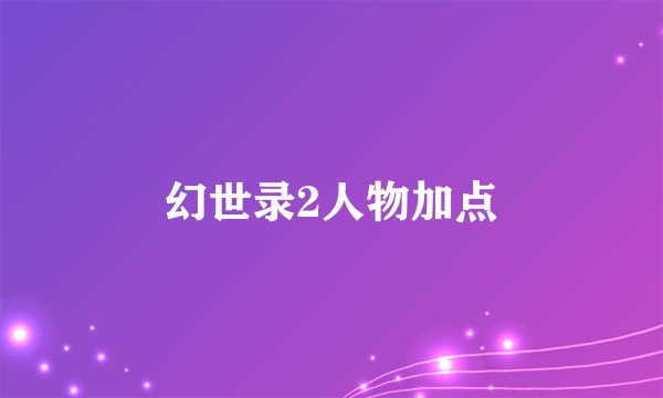 幻世录2人物加点