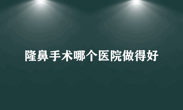 隆鼻手术哪个医院做得好