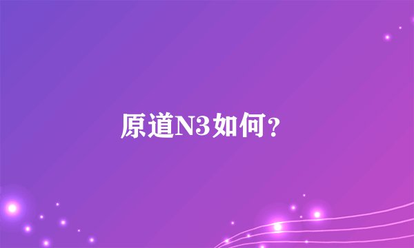 原道N3如何？