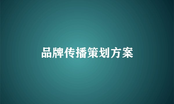 品牌传播策划方案