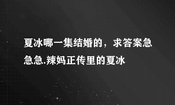 夏冰哪一集结婚的，求答案急急急.辣妈正传里的夏冰