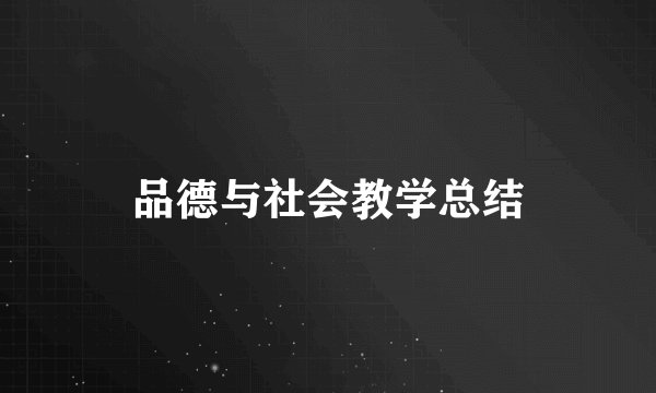 品德与社会教学总结