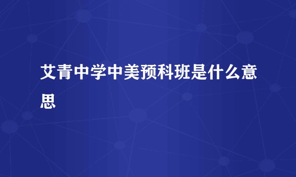 艾青中学中美预科班是什么意思