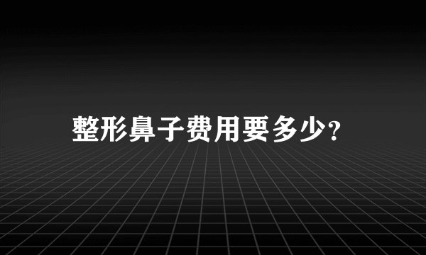 整形鼻子费用要多少？