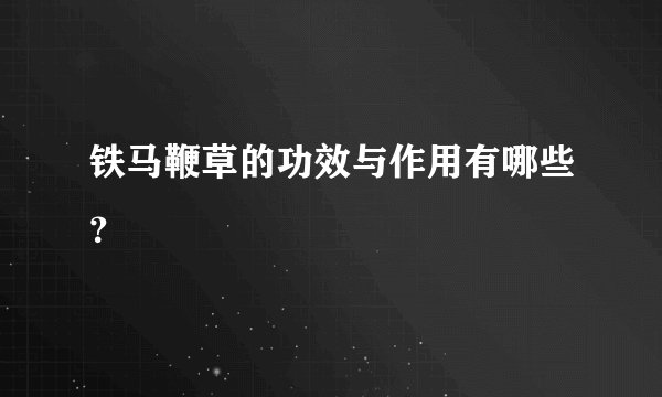铁马鞭草的功效与作用有哪些？