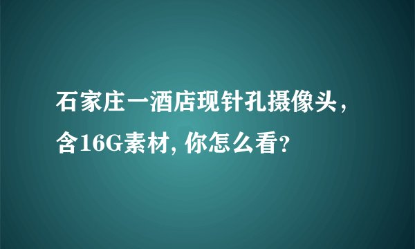 石家庄一酒店现针孔摄像头，含16G素材, 你怎么看？